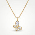 CZ Bezel Butterfly Pendant Necklace 18k gold vermeil