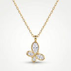 CZ Bezel Butterfly Pendant Necklace 18k gold vermeil