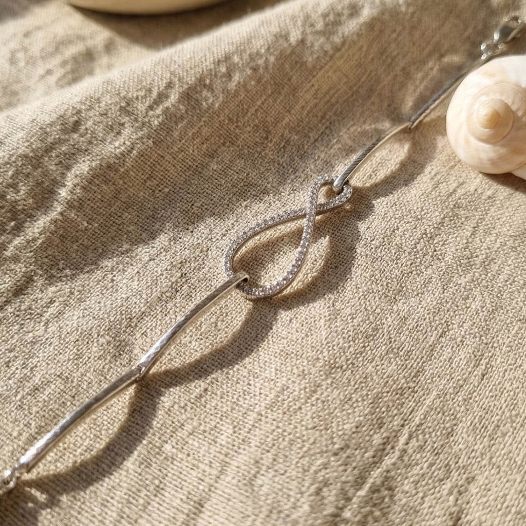 Silver Infinity Pave Bangle Bracelet