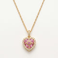 Pink Heart North Star Halo Pendant Necklace 18k gold vermeil