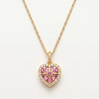 Pink Heart North Star Halo Pendant Necklace 18k gold vermeil