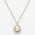 Pearl Starburst Halo Pendant Necklace 18k gold vermeil