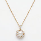 Pearl Starburst Halo Pendant Necklace 18k gold vermeil