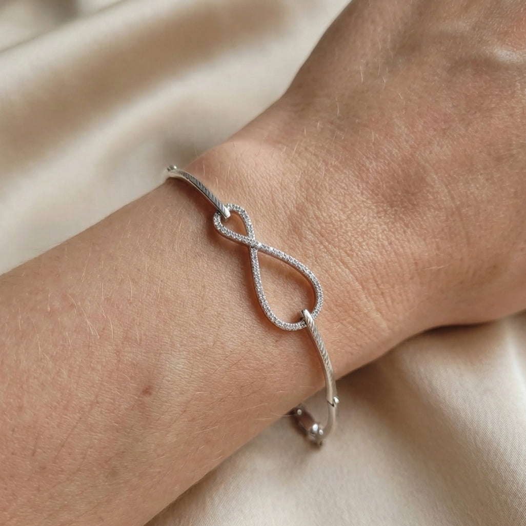 Silver Infinity Pave Bangle Bracelet