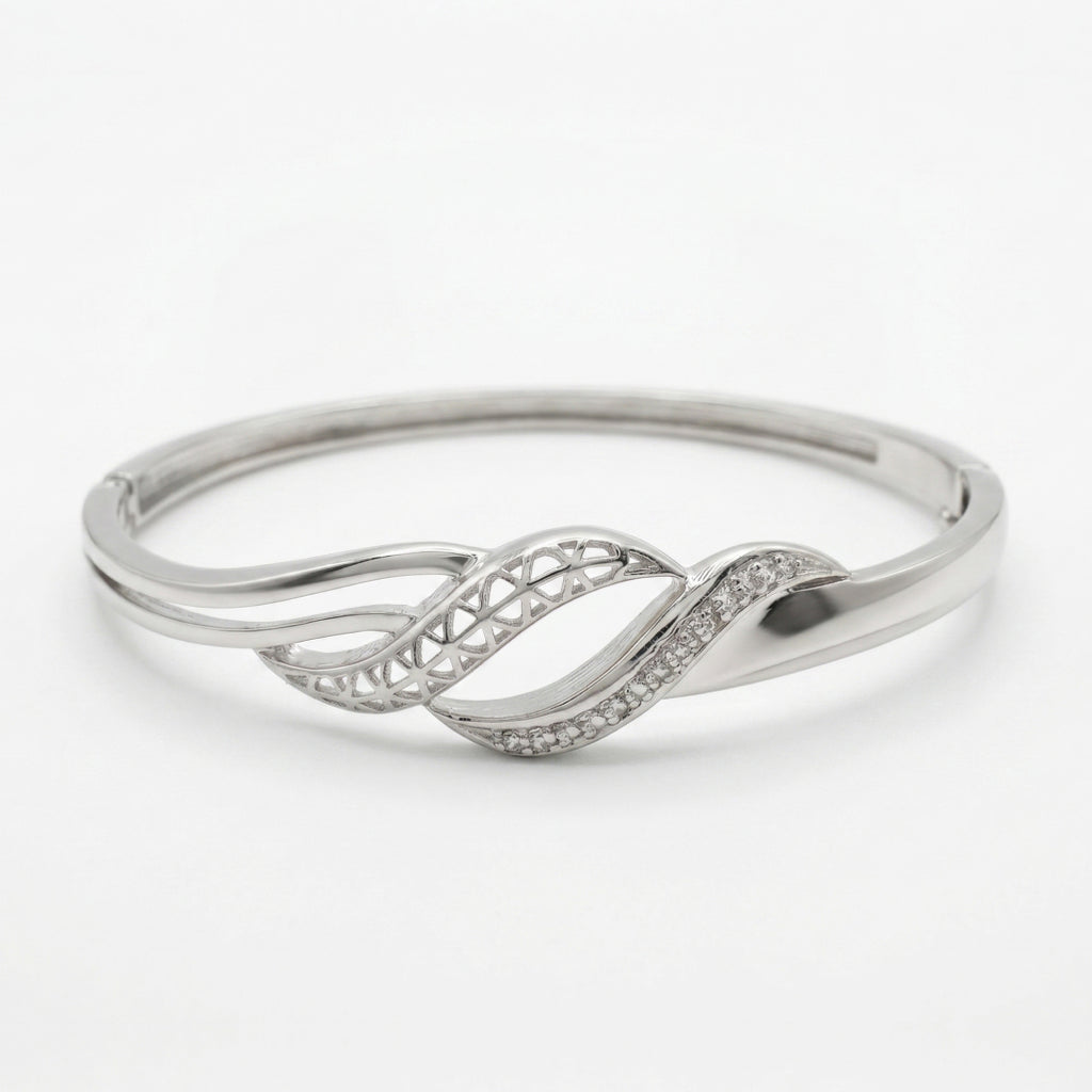 Silver Twisted Wave Filigree Bangle Bracelet