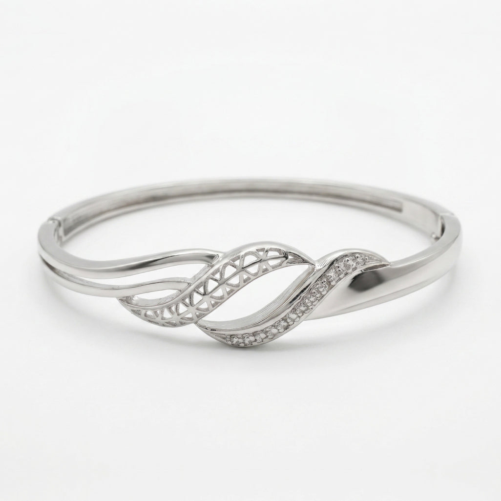 Silver Twisted Wave Filigree Bangle Bracelet