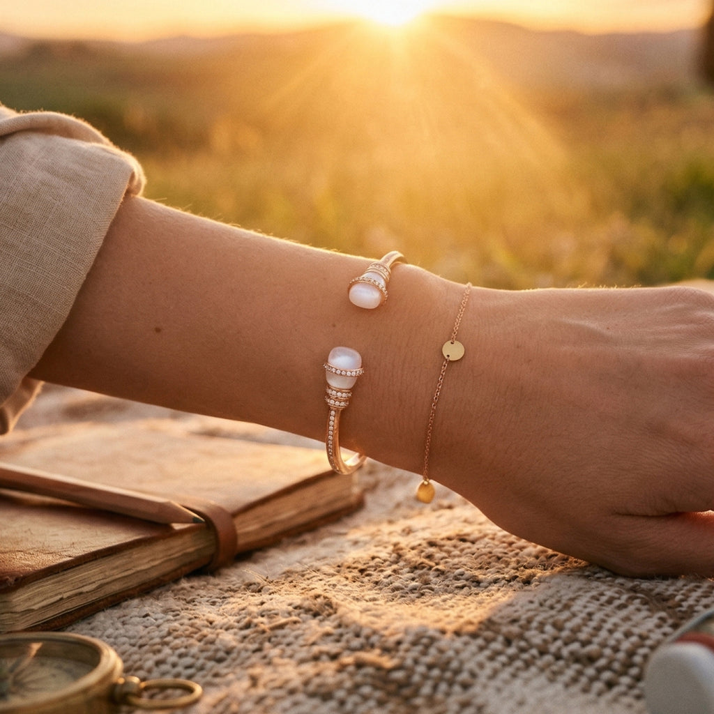 Rose Gold Moonstone Cuff Bracelet