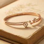 Rose Gold Mother of Pearl Clover Bangle Bracelet
