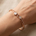 Rose Gold Mother of Pearl Clover Bangle Bracelet