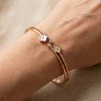 Rose Gold Mother of Pearl Clover Bangle Bracelet