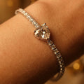 Silver Tennis Heart Solitaire Bracelet
