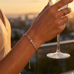 Silver Pave Padlock Charm Chain Bracelet