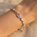 Silver Pave Padlock Charm Chain Bracelet
