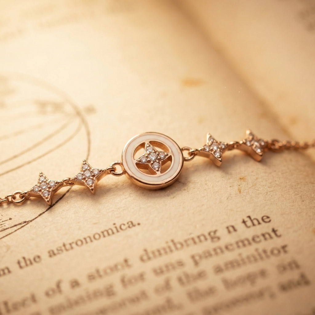 Rose Gold Compass Star Delicate Chain Bracelet