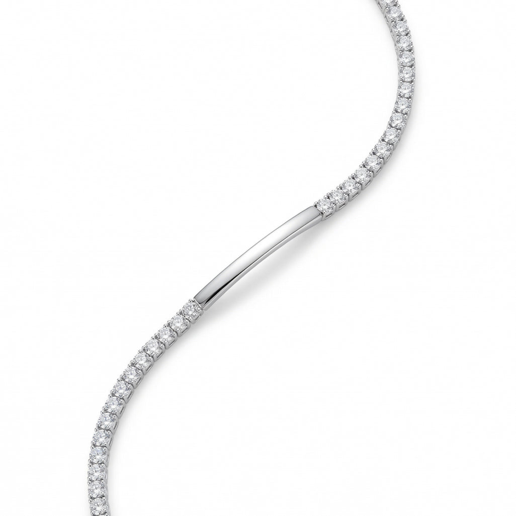 Silver Tennis Bar ID Bracelet