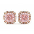 Pink Cushion Stone Square Border Studs