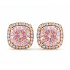 Pink Cushion Stone Square Border Studs