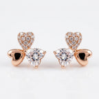 Three Heart Clover Stud Earrings