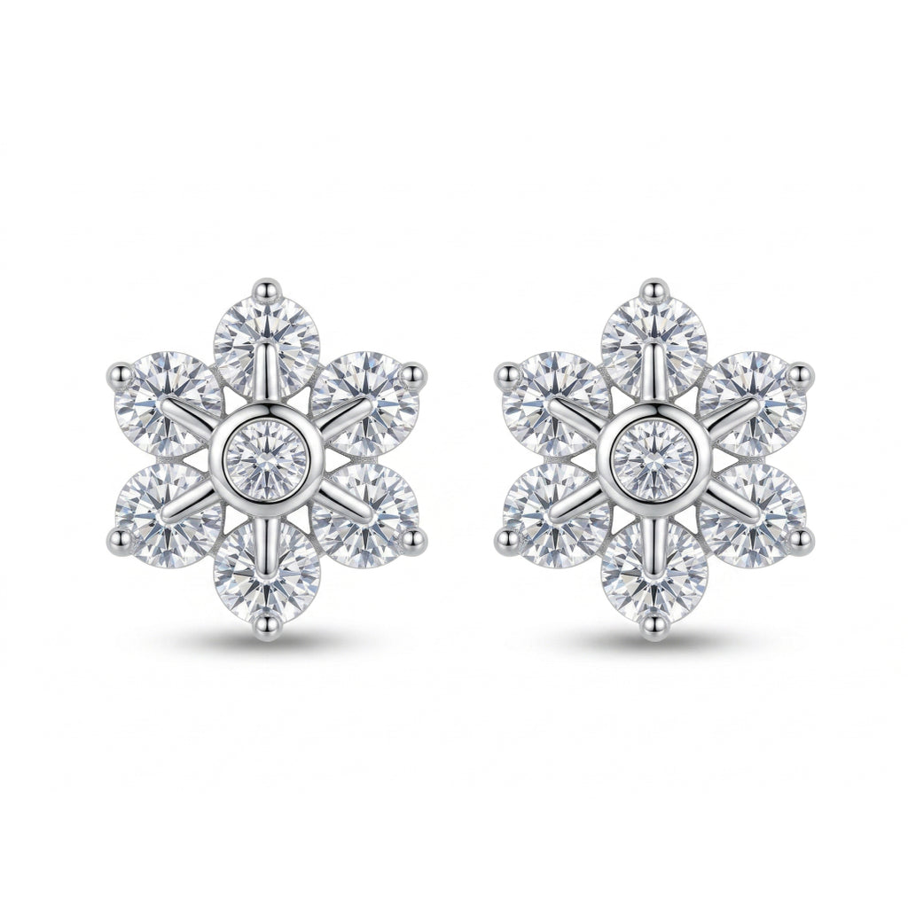 Six Stone Petal Flower Studs