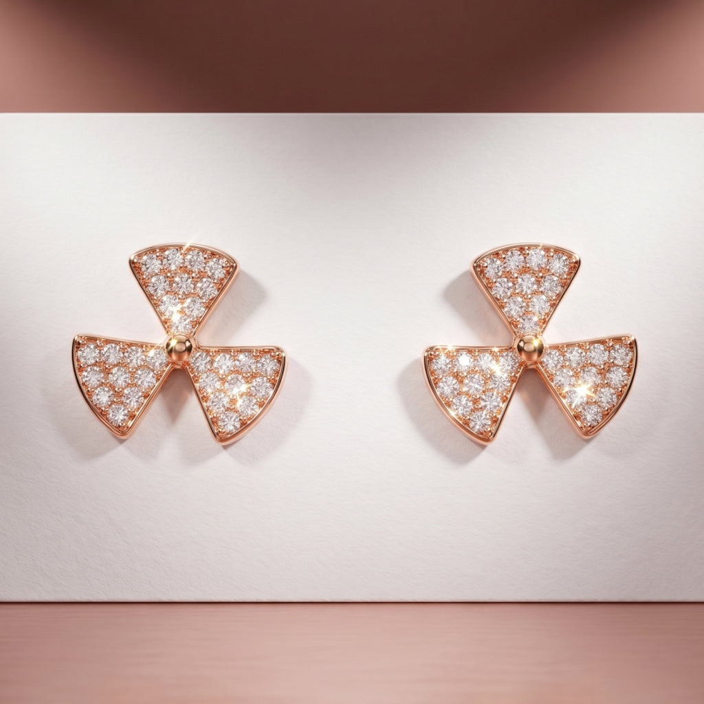 Three Triangle Blade Stone Studs
