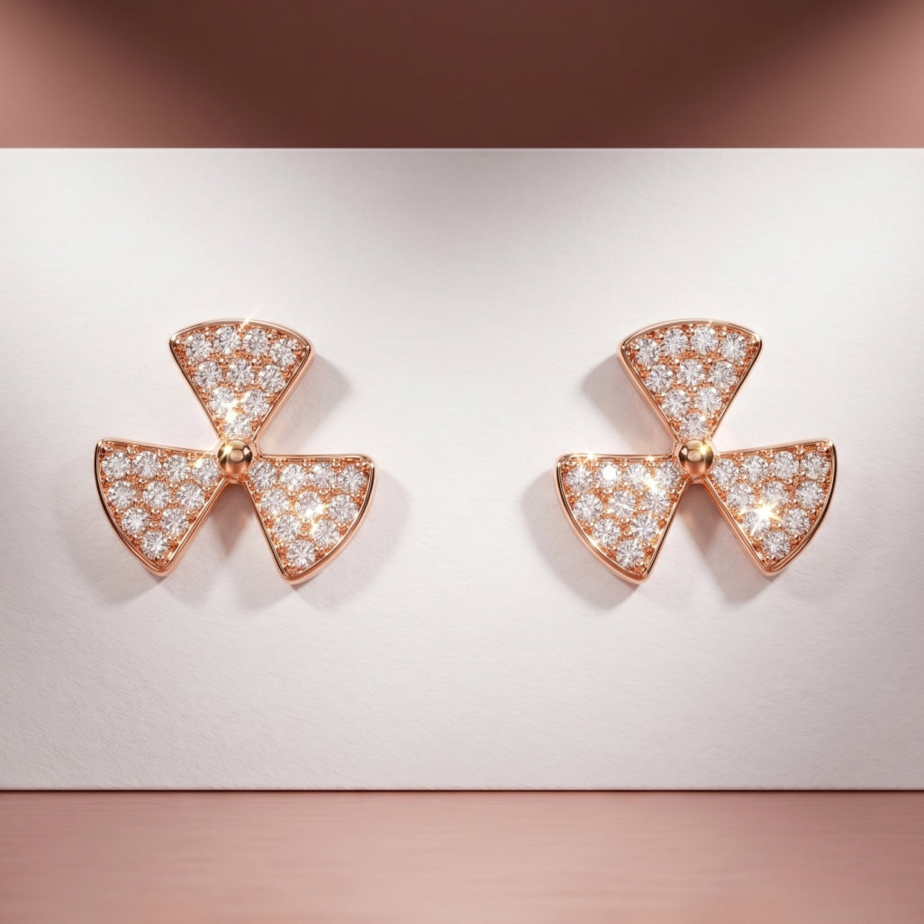 Three Triangle Blade Stone Studs