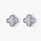 Stone Cross Clover Stud Earrings