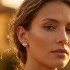 Stone Cross Clover Stud Earrings