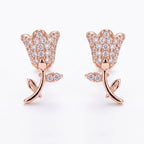 Stone Tulip Leaf Stud Earrings