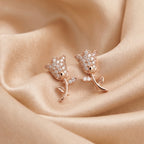 Stone Tulip Leaf Stud Earrings