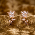 Stone Tulip Leaf Stud Earrings
