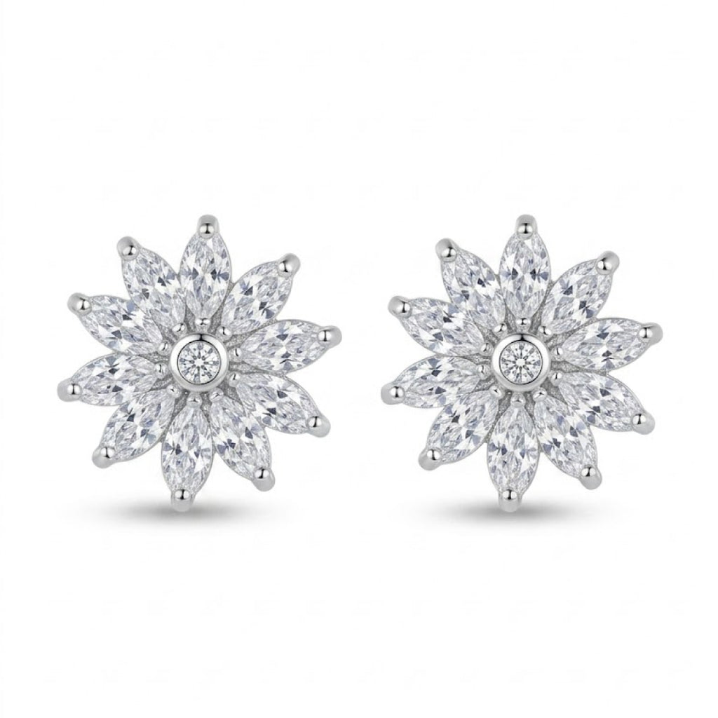 Stone Petal Sunflower Stud Earrings