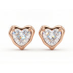 Heart Stone Gold Frame Stud Earrings