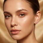 Heart Stone Gold Frame Stud Earrings