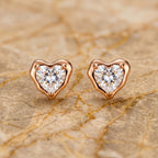 Heart Stone Gold Frame Stud Earrings