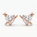 Heart Stone X-Cross Star Stud Earrings