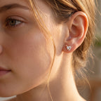 Heart Stone X-Cross Star Stud Earrings