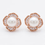 Pearl Stone Petal Flower Studs