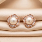 Pearl Stone Petal Flower Studs