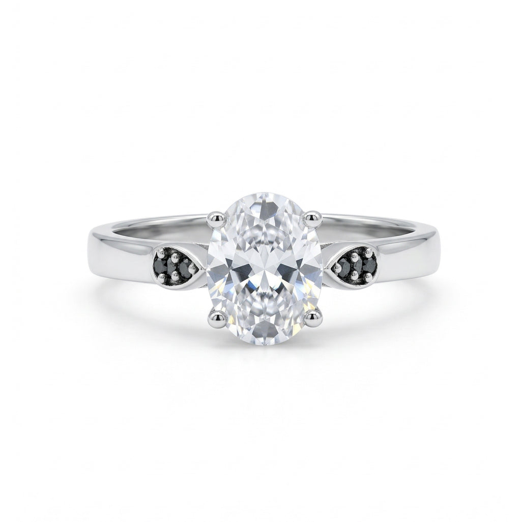 Dark Side Solitaire â€“ 925 Silver Ring