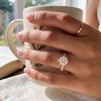 Hexagon Band Stone Ring Rose Gold Plated Silver