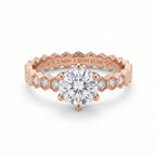 Hexagon Band Stone Ring Rose Gold Plated Silver