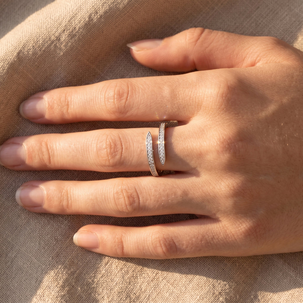 Double Wrap Stone Ring 925 Silver