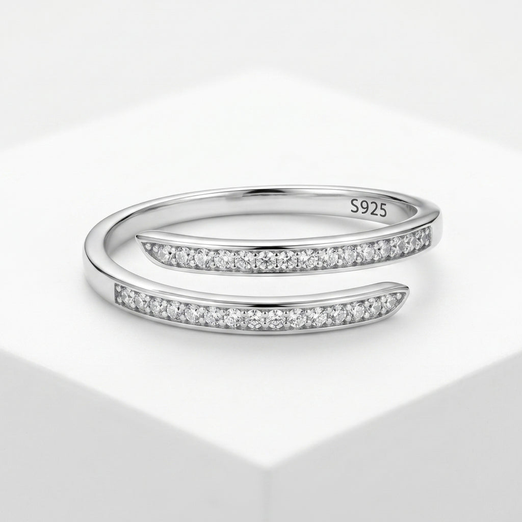 Double Wrap Stone Ring 925 Silver