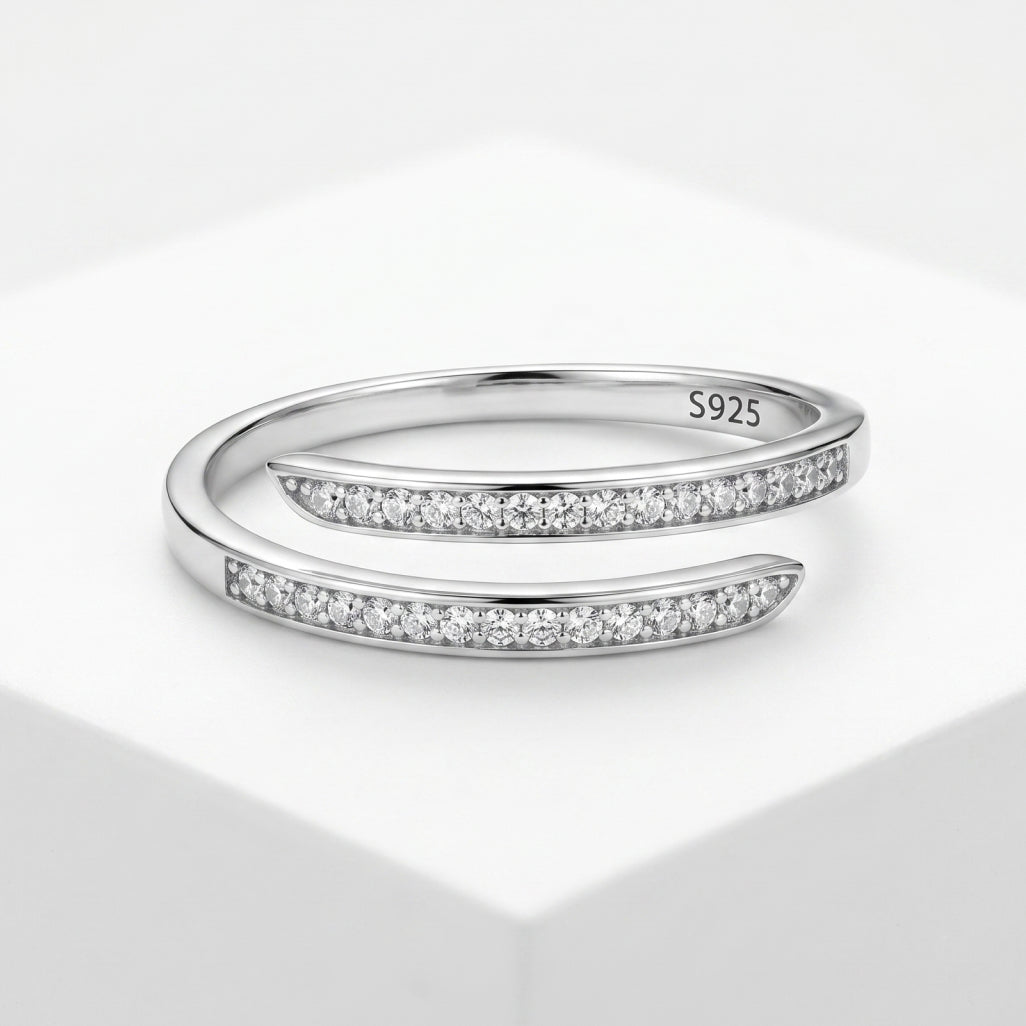 Double Wrap Stone Ring 925 Silver