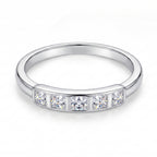 Five Square Stone Band Ring 925 Silver