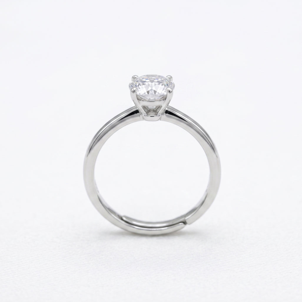 Classic Round Solitaire Ring 925 Silver