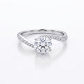 Curved Stone Band Solitaire Ring 925 Silver