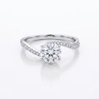 Curved Stone Band Solitaire Ring 925 Silver