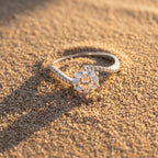 Curved Stone Band Solitaire Ring 925 Silver