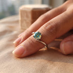 Teal Blue Stone Bypass Ring 925 Silver